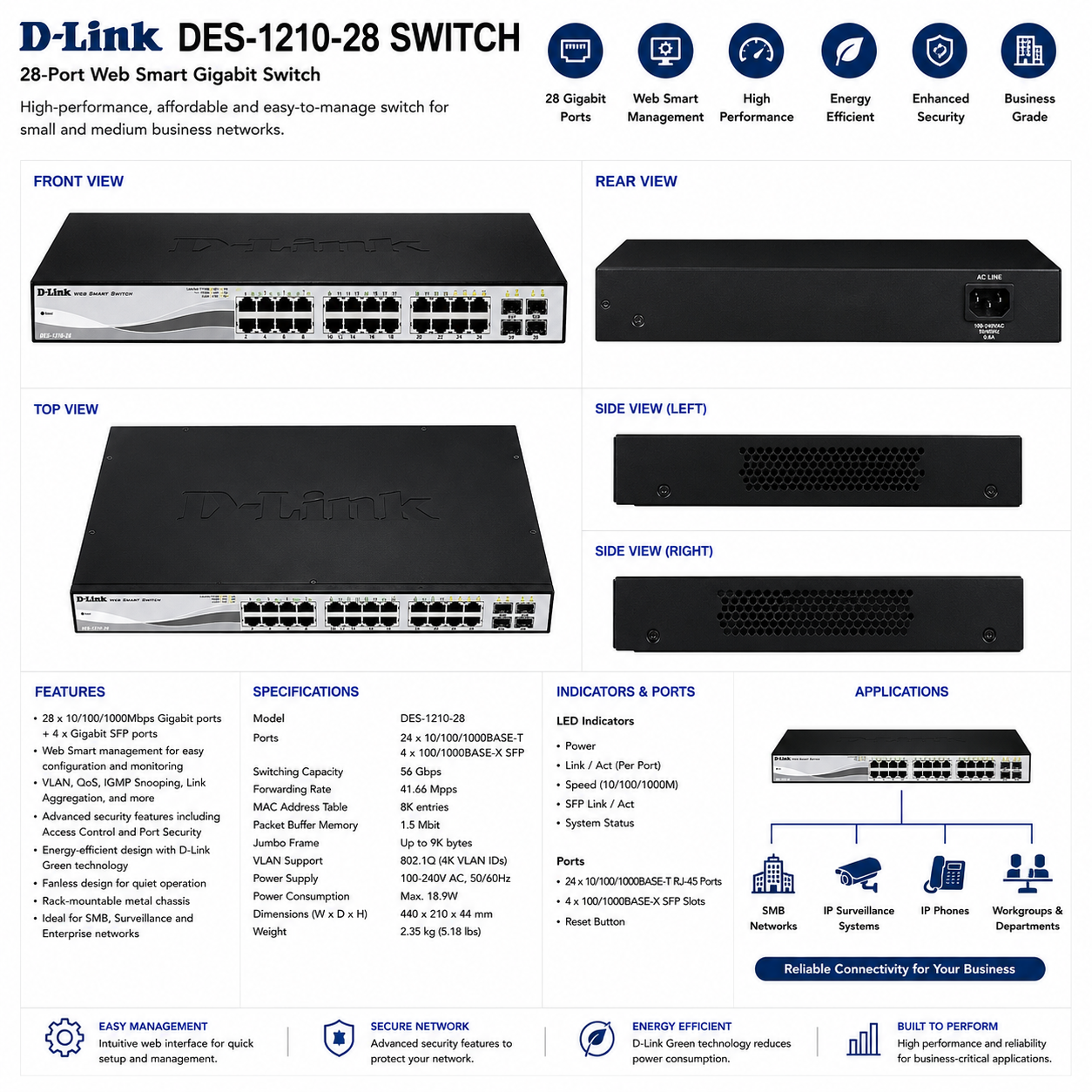 D-Link DES-1210-28 Switch thumbnail 3